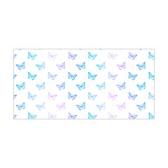 Light Blue Pink Butterflies Pattern Yoga Headband by SpinnyChairDesigns