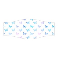 Light Blue Pink Butterflies Pattern Stretchable Headband by SpinnyChairDesigns