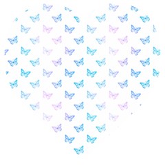 Light Blue Pink Butterflies Pattern Wooden Puzzle Heart by SpinnyChairDesigns