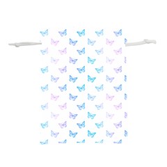 Light Blue Pink Butterflies Pattern Lightweight Drawstring Pouch (s) by SpinnyChairDesigns