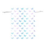 Light Blue Pink Butterflies Pattern Lightweight Drawstring Pouch (L) Front