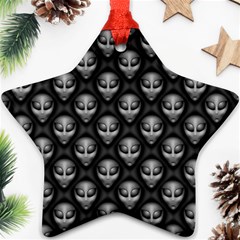 Grey Aliens Extraterrestrials Ufo Faces Ornament (star) by SpinnyChairDesigns