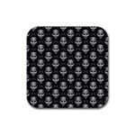 Grey Aliens Extraterrestrials UFO Faces Rubber Coaster (Square)  Front