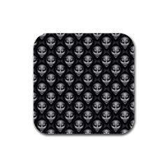 Grey Aliens Extraterrestrials Ufo Faces Rubber Square Coaster (4 Pack)  by SpinnyChairDesigns