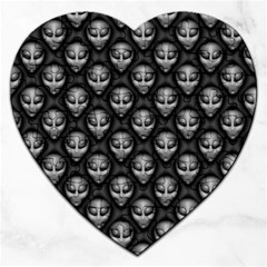 Grey Aliens Extraterrestrials Ufo Faces Jigsaw Puzzle (heart) by SpinnyChairDesigns