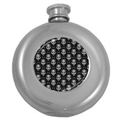 Grey Aliens Extraterrestrials Ufo Faces Round Hip Flask (5 Oz) by SpinnyChairDesigns