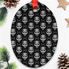 Grey Aliens Extraterrestrials Ufo Faces Oval Ornament (two Sides) by SpinnyChairDesigns