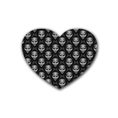 Grey Aliens Extraterrestrials Ufo Faces Rubber Coaster (heart)  by SpinnyChairDesigns