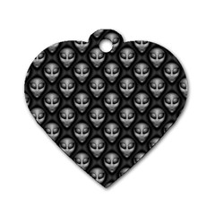 Grey Aliens Extraterrestrials Ufo Faces Dog Tag Heart (two Sides) by SpinnyChairDesigns