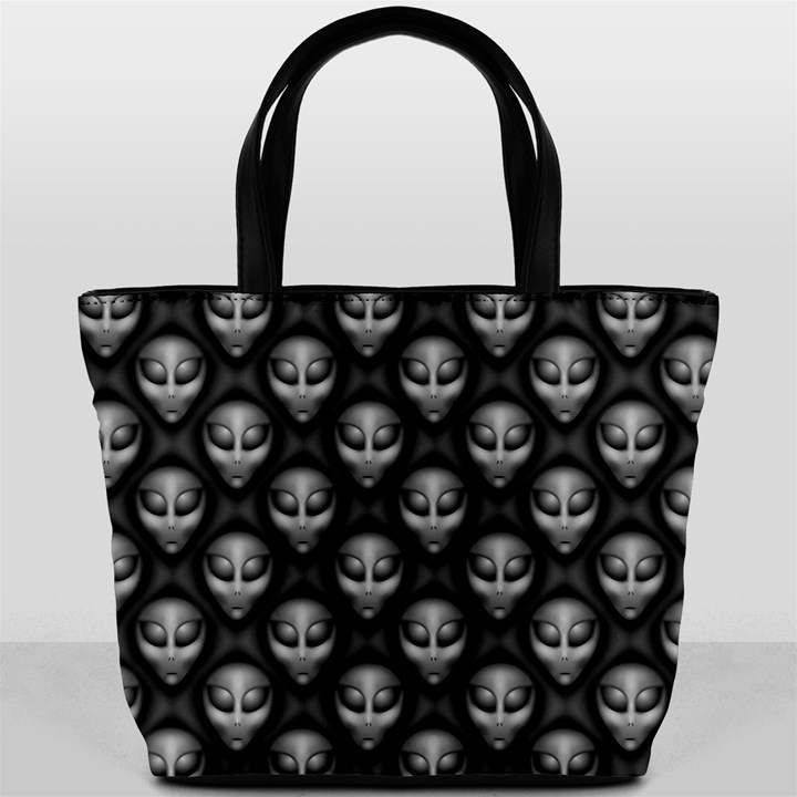 Grey Aliens Extraterrestrials UFO Faces Bucket Bag