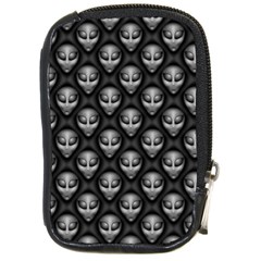 Grey Aliens Extraterrestrials Ufo Faces Compact Camera Leather Case by SpinnyChairDesigns