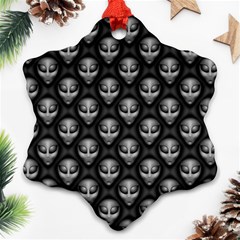 Grey Aliens Extraterrestrials Ufo Faces Ornament (snowflake) by SpinnyChairDesigns