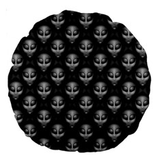 Grey Aliens Extraterrestrials Ufo Faces Large 18  Premium Round Cushions by SpinnyChairDesigns