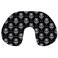 Grey Aliens Extraterrestrials Ufo Faces Travel Neck Pillow by SpinnyChairDesigns