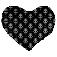 Grey Aliens Extraterrestrials Ufo Faces Large 19  Premium Flano Heart Shape Cushions by SpinnyChairDesigns