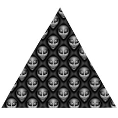 Grey Aliens Extraterrestrials Ufo Faces Wooden Puzzle Triangle by SpinnyChairDesigns