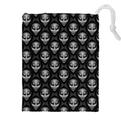 Grey Aliens Extraterrestrials Ufo Faces Drawstring Pouch (4xl) by SpinnyChairDesigns