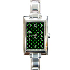 Neon Green Bug Insect Heads On Black Rectangle Italian Charm Watch by SpinnyChairDesigns