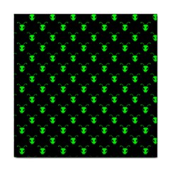 Neon Green Bug Insect Heads On Black Tile Coaster by SpinnyChairDesigns