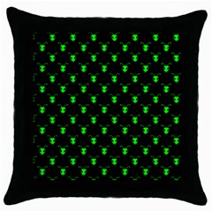 Neon Green Bug Insect Heads On Black Throw Pillow Case (black) by SpinnyChairDesigns