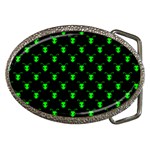 Neon Green Bug Insect Heads on Black Belt Buckles Front