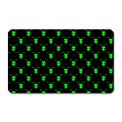 Neon Green Bug Insect Heads On Black Magnet (rectangular) by SpinnyChairDesigns