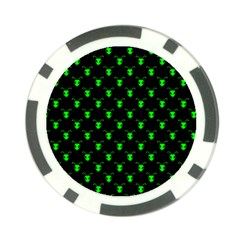 Neon Green Bug Insect Heads On Black Poker Chip Card Guard (10 Pack) by SpinnyChairDesigns