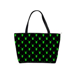 Neon Green Bug Insect Heads On Black Classic Shoulder Handbag by SpinnyChairDesigns