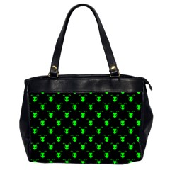 Neon Green Bug Insect Heads On Black Oversize Office Handbag (2 Sides) by SpinnyChairDesigns