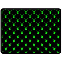 Neon Green Bug Insect Heads On Black Fleece Blanket (large)  by SpinnyChairDesigns