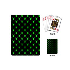 Neon Green Bug Insect Heads On Black Playing Cards Single Design (mini) by SpinnyChairDesigns