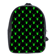 Neon Green Bug Insect Heads On Black School Bag (xl) by SpinnyChairDesigns