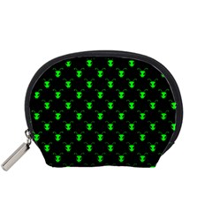 Neon Green Bug Insect Heads On Black Accessory Pouch (small) by SpinnyChairDesigns