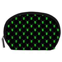 Neon Green Bug Insect Heads On Black Accessory Pouch (large) by SpinnyChairDesigns