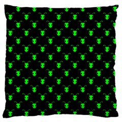 Neon Green Bug Insect Heads On Black Standard Flano Cushion Case (one Side) by SpinnyChairDesigns