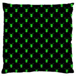 Neon Green Bug Insect Heads on Black Large Flano Cushion Case (One Side) Front