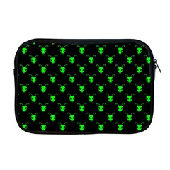 Neon Green Bug Insect Heads On Black Apple Macbook Pro 17  Zipper Case by SpinnyChairDesigns