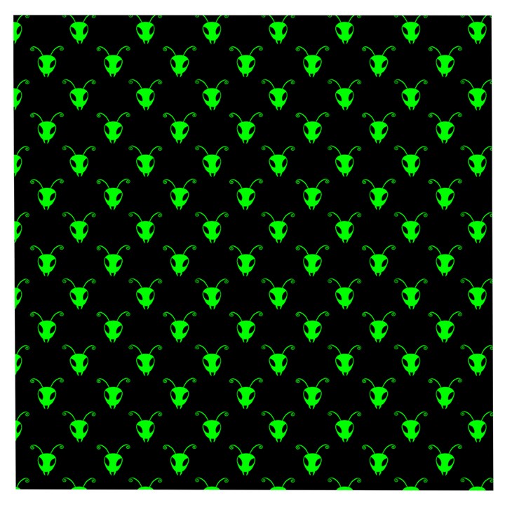 Neon Green Bug Insect Heads on Black Wooden Puzzle Square