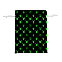 Neon Green Bug Insect Heads On Black Lightweight Drawstring Pouch (l) by SpinnyChairDesigns