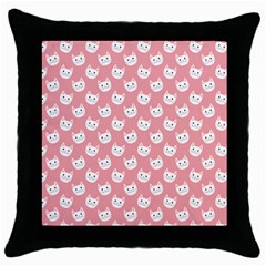 Cute Cat Faces White And Pink Throw Pillow Case (black) by SpinnyChairDesigns