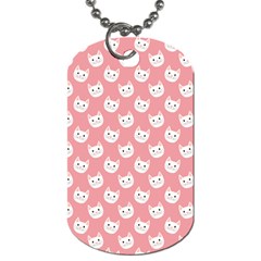 Cute Cat Faces White And Pink Dog Tag (one Side) by SpinnyChairDesigns