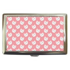 Cute Cat Faces White And Pink Cigarette Money Case by SpinnyChairDesigns