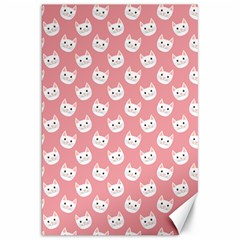 Cute Cat Faces White And Pink Canvas 20  X 30  by SpinnyChairDesigns