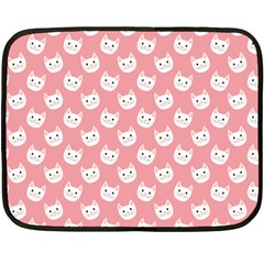 Cute Cat Faces White And Pink Fleece Blanket (mini) by SpinnyChairDesigns