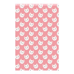 Cute Cat Faces White And Pink Shower Curtain 48  X 72  (small)  by SpinnyChairDesigns