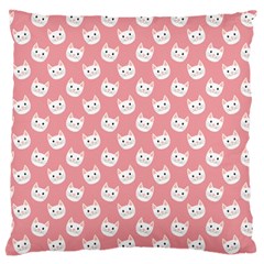 Cute Cat Faces White And Pink Standard Flano Cushion Case (two Sides) by SpinnyChairDesigns