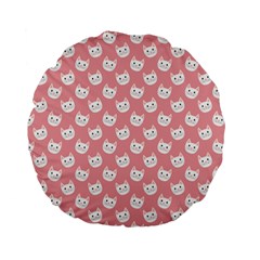 Cute Cat Faces White And Pink Standard 15  Premium Flano Round Cushions by SpinnyChairDesigns