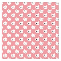 Cute Cat Faces White And Pink Large Satin Scarf (square) by SpinnyChairDesigns