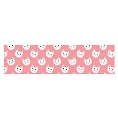 Cute Cat Faces White And Pink Satin Scarf (oblong) by SpinnyChairDesigns