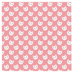 Cute Cat Faces White And Pink Wooden Puzzle Square by SpinnyChairDesigns